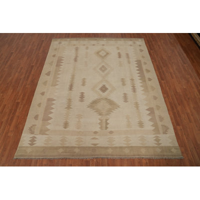 Tapis à motif tribal beige élégant 8 x 10 pour intérieurs modernes
