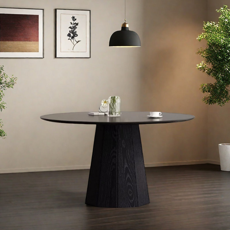 Table ronde moderne et minimaliste, Noir, H 29,52 po x L 59,05 po x l 59,05 po