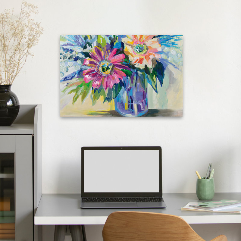 Blooms And Blue Thrilled Art, 16" H x 24" W