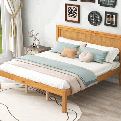Lit plateforme plateforme grand, tête de lit, lattes en bois, sans sommier, pour un trésor de chambre douillet