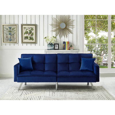 Akie 80" Velvet Square Arm Sofa Sleeper