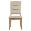 Chaise de salle à manger en chêne rustique 2 pièces, siège recouvert de tissu beige et dossier en échelle de bois de 2, coussin de dossier rembourré