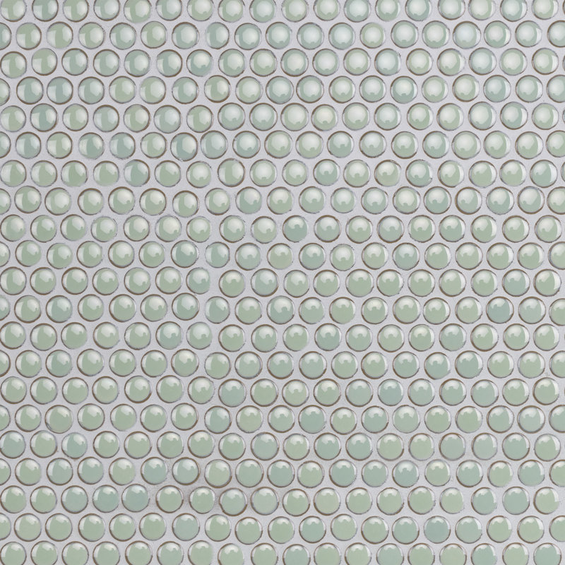 Hudson Penny Round 11-7/8 " x 12-5/8 " Porcelain Mosaic Floor & Wall Tile, Moss Green