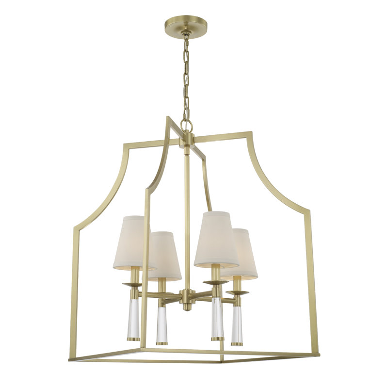 Baxter 4-Light Shaded Chandelier, Aged Brass