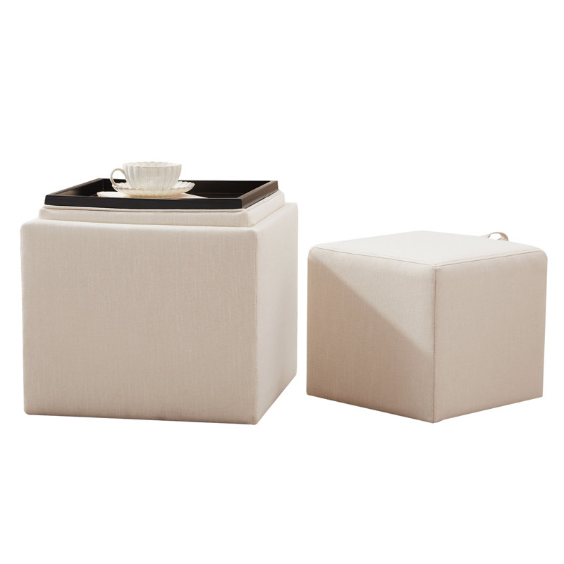 Costner Upholstered Storage Ottoman set, Beige