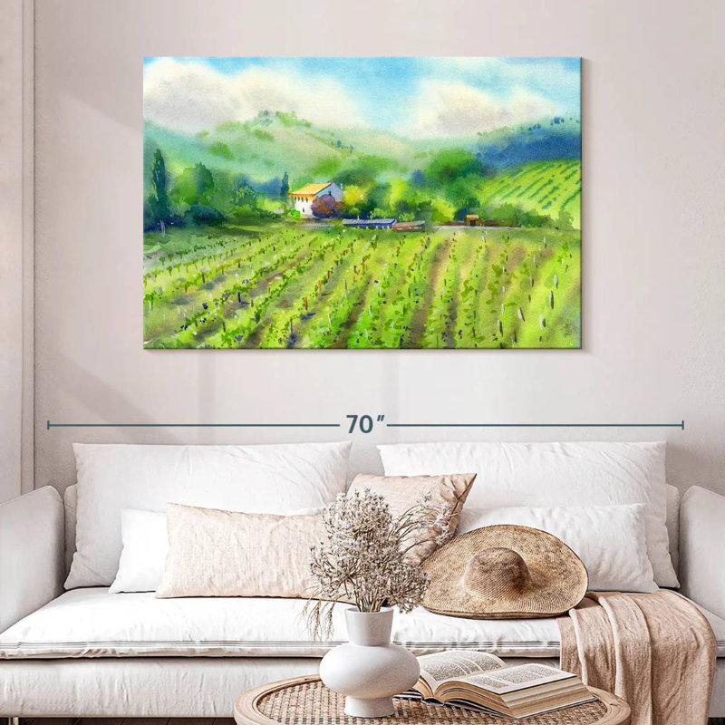 Paysage viticole, H 32 po x l 48 po