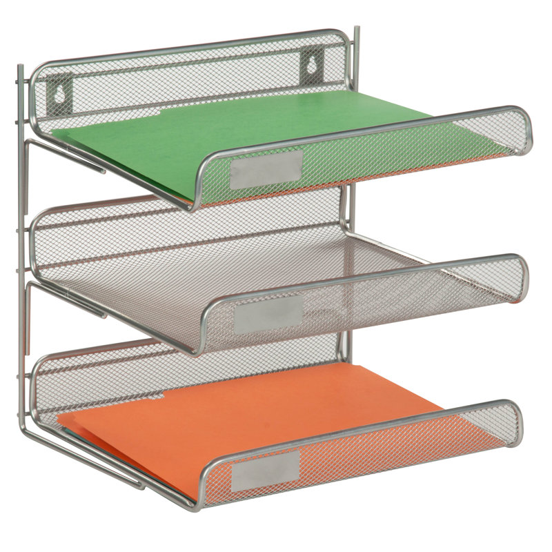 Wayfair Basics® Blough 3 Tier File Folder Sorter, Silver