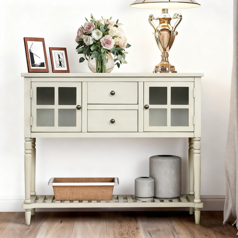 Buffet Barkell, table de buffet, armoire de salle à manger, crédence de bureau avec tablette inférieure et 2 tiroirs