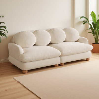 Canapé Comfy en chenille, canapé 2 places profond avec 4 coussins décoratifs, structure en bois massif pour le salon, la chambre à coucher