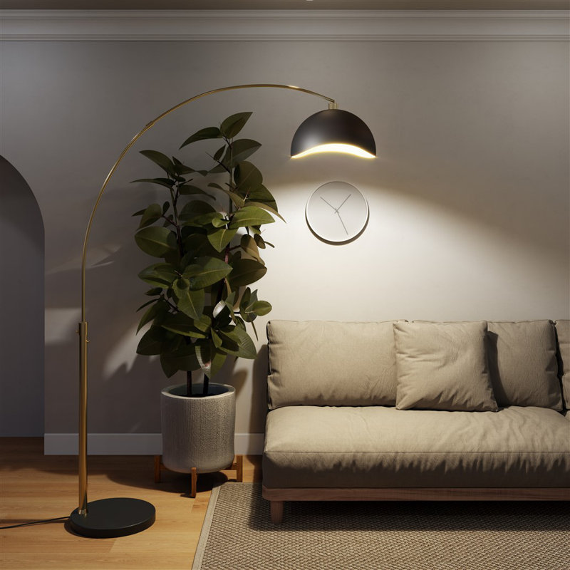 Luna Bella 92" H Dimmable Arc Floor Lamp, Black/Gold