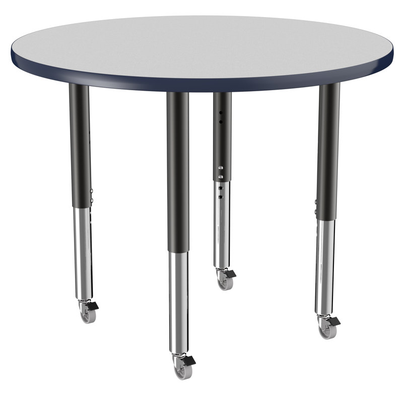 Table ronde à hauteur réglable, 36", Gris / bleu marine / noir, Super
