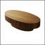 Table basse ovale de 47 po avec rangement, placage en bois massif, décor moderne pour le salon, la chambre à coucher, un appartement ou un bureau