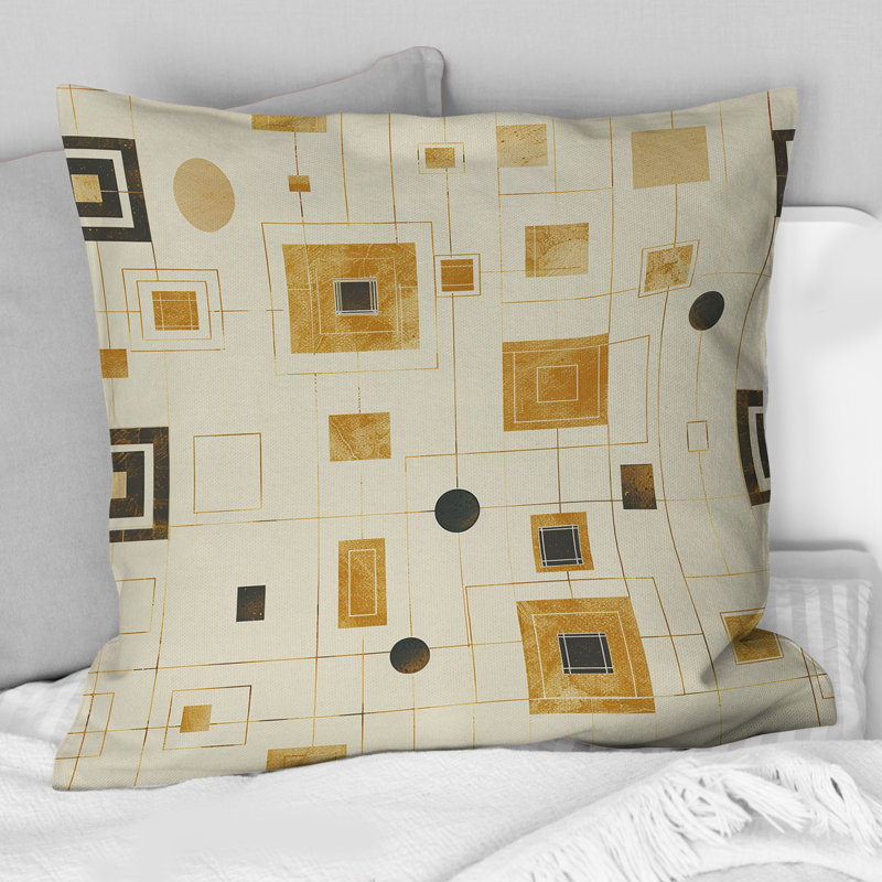 Coussin décoratif ivoire noir Midcentury Geometric Shapes, H 18 po x l 18 po