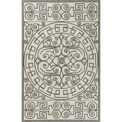 Holli 3' X 5' Grey and Ivory Moroccan Handmade Indoor Outdoor Area Rug