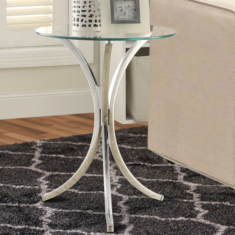 Aliaksandra Glass Top End Table