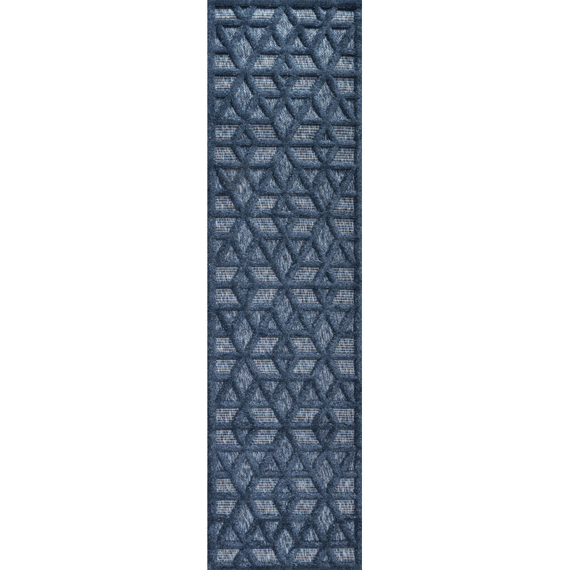 Tapis intérieur / extérieur bleu marine Arionna, Tapis de couloir 2 pi 2 po x 8 pi