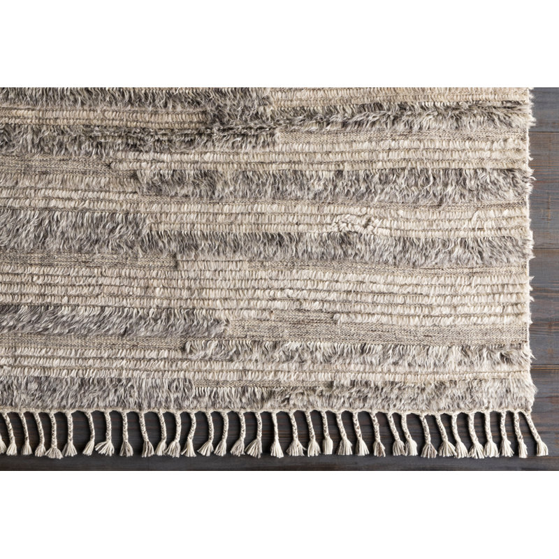 Timi Wool Area Rug in Beige, Rectangle 2' x 3'