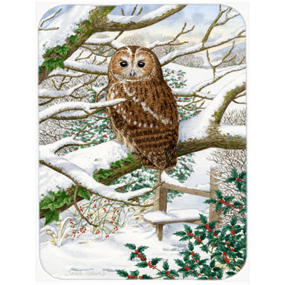 Caroline's Treasures Tawny Owl Glass Cutting Board