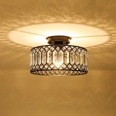 1-Light Crystal Flush Mount Ceiling Light