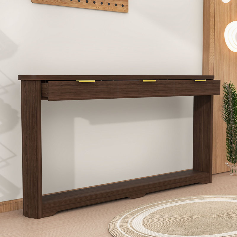 Console en bois avec tiroirs de rangement, Noyer