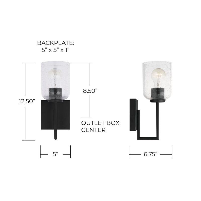 Carter Armed Sconce, Matte Black