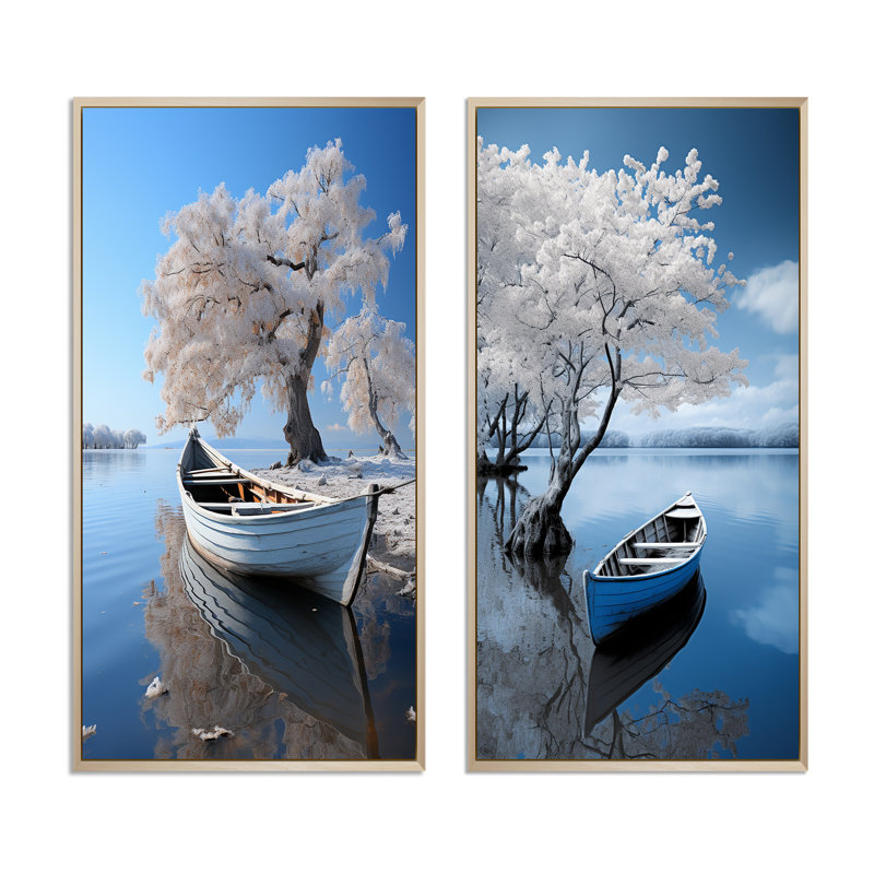 «White Lake Silent Waters» de White Lake - 2 pièces, H 20 po x l 24 po, Encadrement brun