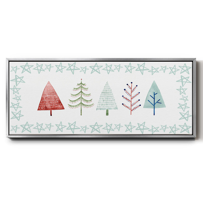 Christmas Tree Whimsy Collection C- Framed Canvas, 24" H x 60" W
