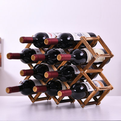 Badnath 10 Bottle Solid Wood Tabletop Wine Bottle Rack in Yellow by Prep & Savour