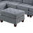 Ensemble de salon modulaire contemporain modulaire 7 pièces Mobilier de salon en L gris capitonné en tissu d'ameublement avec têtes de clous capitonnés 2X coin 3X fauteuil sans accoudoirs et 2X repose-pieds