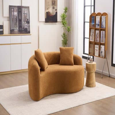 Causeuse à double profondeur courbée en S, canapé en éponge à compression complète en chenille, conception modulaire pour petits espaces, capacité de 300 lb, 66,9 po