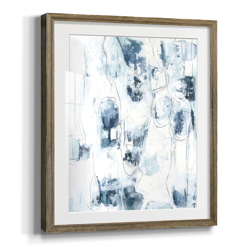 Sea Silk IV, Blanc, Toile avec cadre noyer