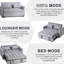 Lit convertible, velours avec coussins et sangles, lit moderne gris, revêtement, structure stable 3 en 1,