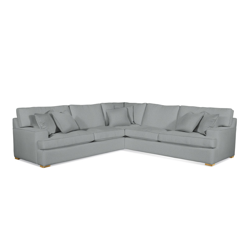 Sadie L-Sectional, Light Blue Performance Fabric; 0851-55, Honey Finish