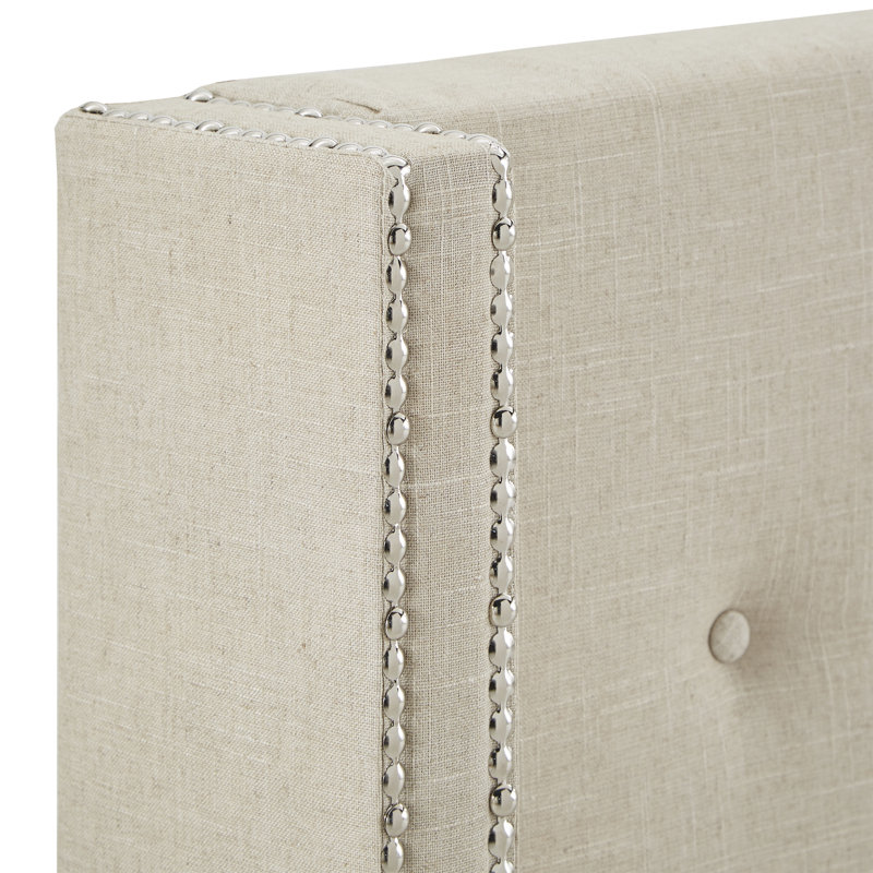 Tête de lit rembourrée Wingback Breezewood, Beige, Reine