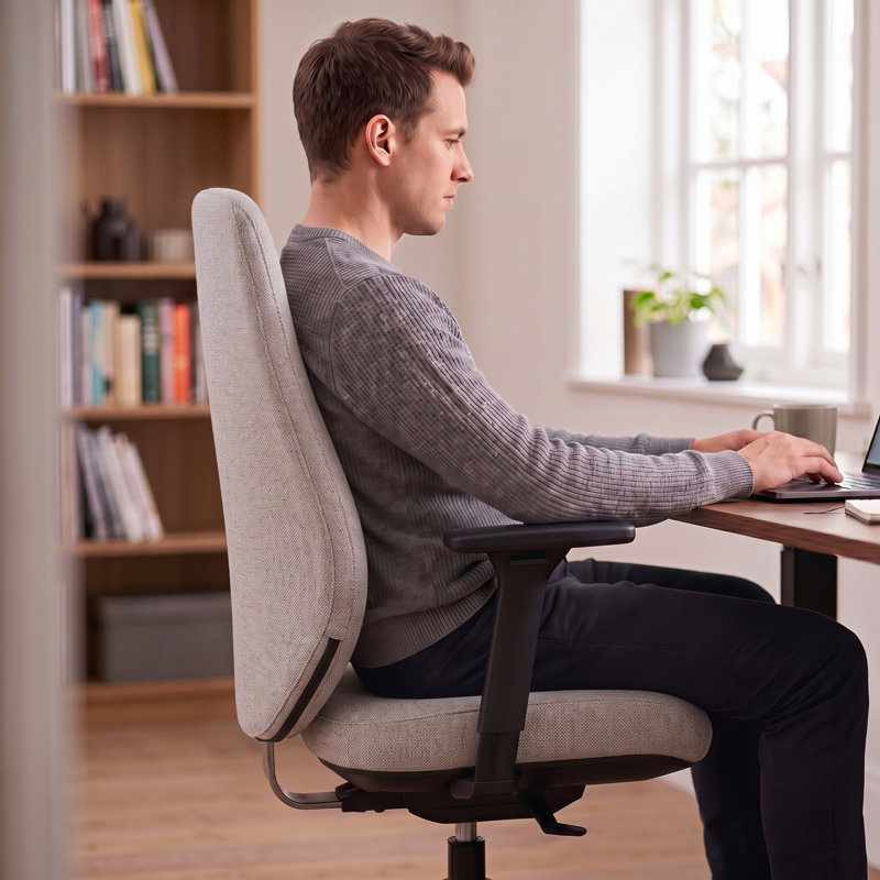 Chaise de bureau ergonomique en tissu avec profondeur d'assise réglable et accoudoirs 3D, chaise de direction à dossier haut pour bureaux modernes