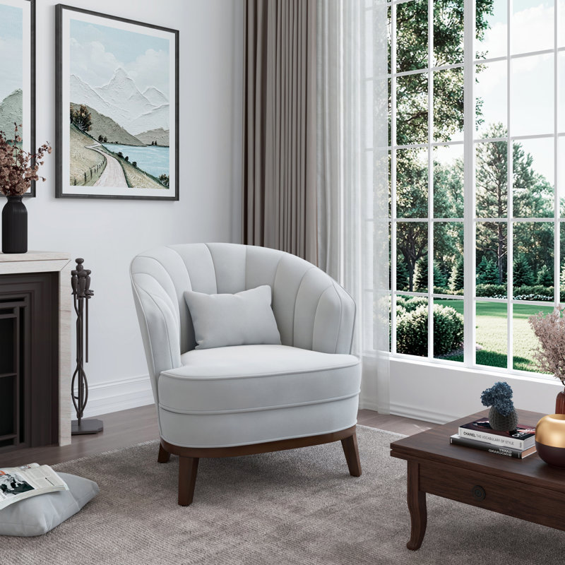 Fauteuil d'appoint rembourré Ava, gris clair, Light Grey