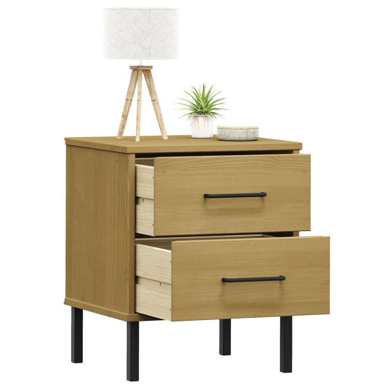 Keywan 40cm W Bedside Table, Brown