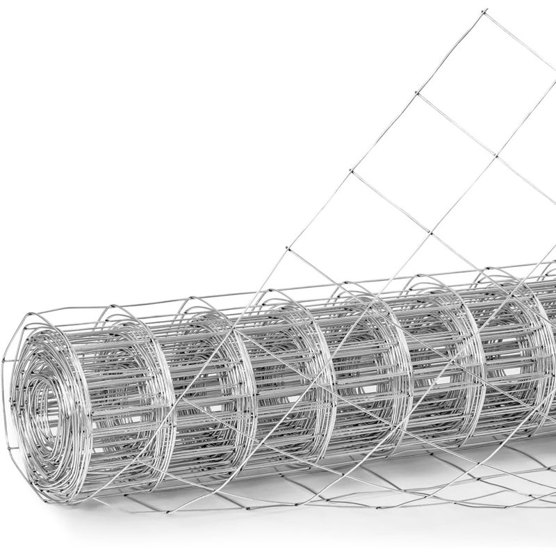 Rouleau de clôture en treillis soudé galvanisé de calibre 12,5 avec grillage 4 po x 4 po Fencer, H 4 pi x l 50 pi 40,90 po