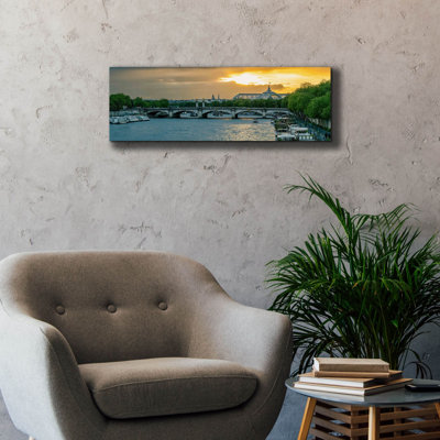 Ivy Bronx, «Paris Sunset Of Alexander Iii Bridge» par Epic Portfolio, art mural sur toile, 36 po x 12 po
