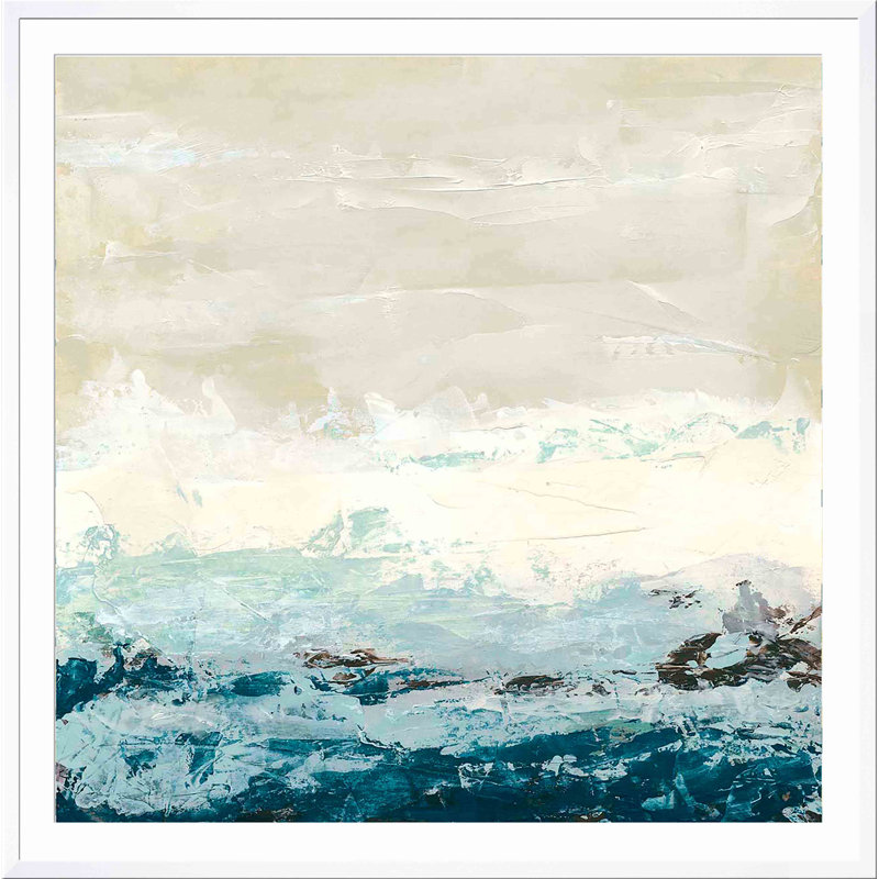 «Coastal C Courants I» par June Erica Vess - peinture encadrée, H 41,8 po x l 41,8 po x P 1,18 po, Blanc