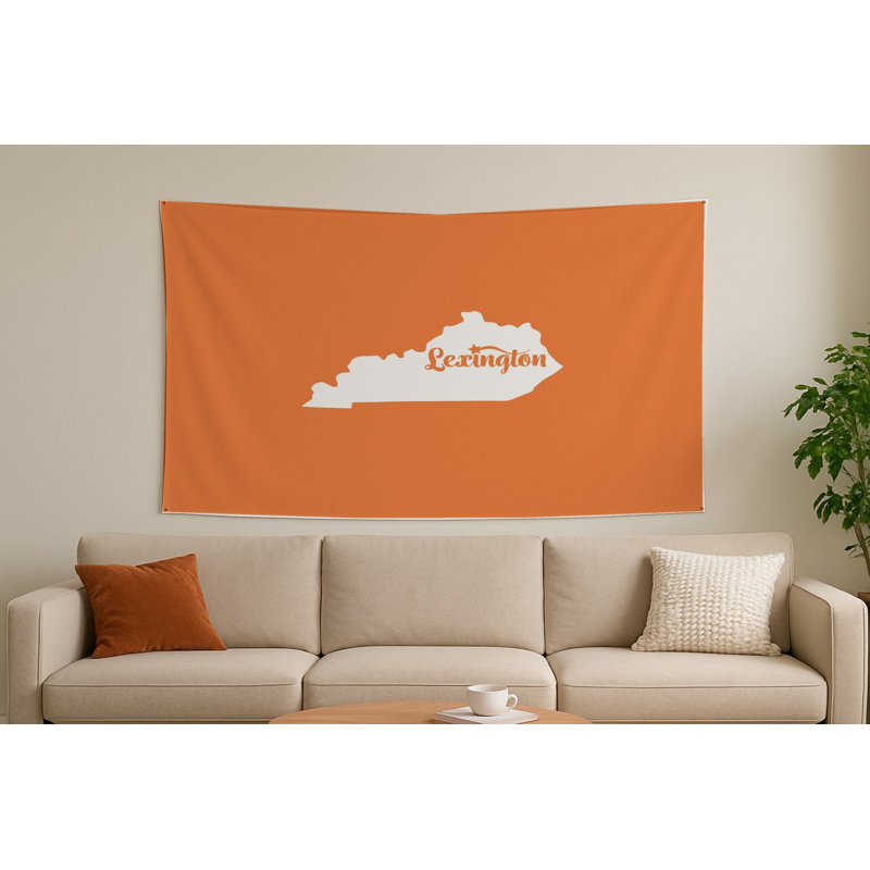 Douce demeure Lexington — Silhouette de l'État du Kentucky — Tapisserie murale tissée de paysage, H 26 po x l 36 po