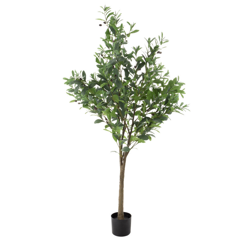 Olive artificielle - plante artificielle en pot de 6 pieds avec des fruits pour la maison ou le bureau - feuilles de polyester d'aspect naturel