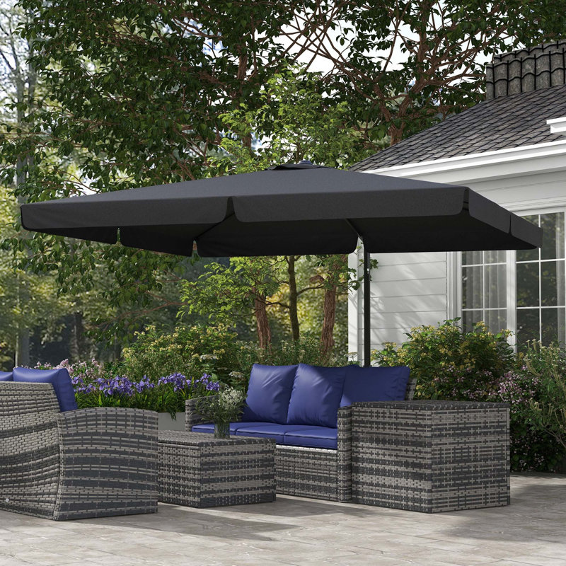 Cantilever Patio Umbrella, Square Offset Umbrella, Black