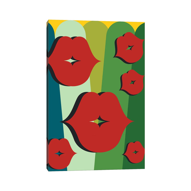 Happy Red Lips by Emmanuel Signorino - Wrapped Canvas Print, 66.04 cm H x 45.72 cm W x 1.91 cm D