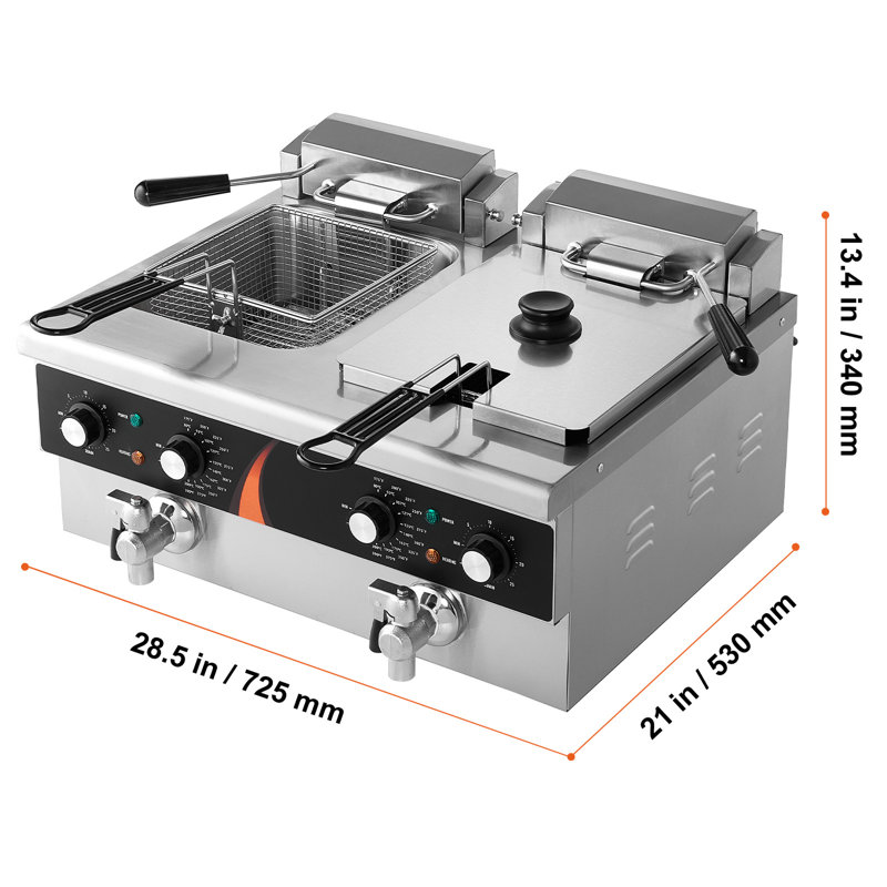 Friteuse électrique commerciale à double cuve 3500W 2 x 9 pte / 8,5 L
