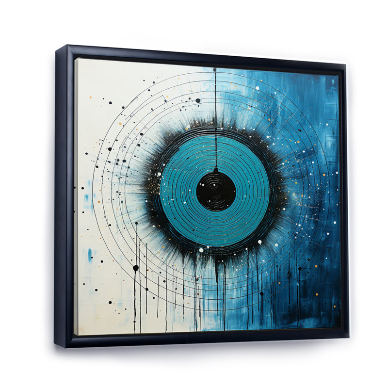 «White Blue Minimalisme Moon», reproduction sur toile, H 30 po x l 30 po x P 1 po, Cadre flottant noir