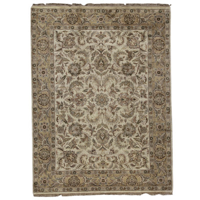 Tapis beige et doré de haute qualité noué à la main