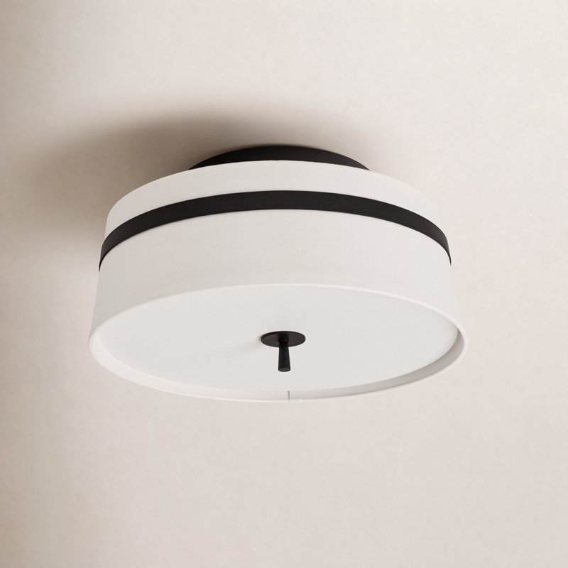 Rory Fabric Semi Flush Mount, Aged Iron, 9.5" H x 19" W x 19" D