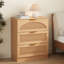 Table de chevet cannelée à 3 tiroirs de 60 cm de large avec poignées en métal, table de chevet en bois avec façades arquées pour chambre à coucher-1025762954
