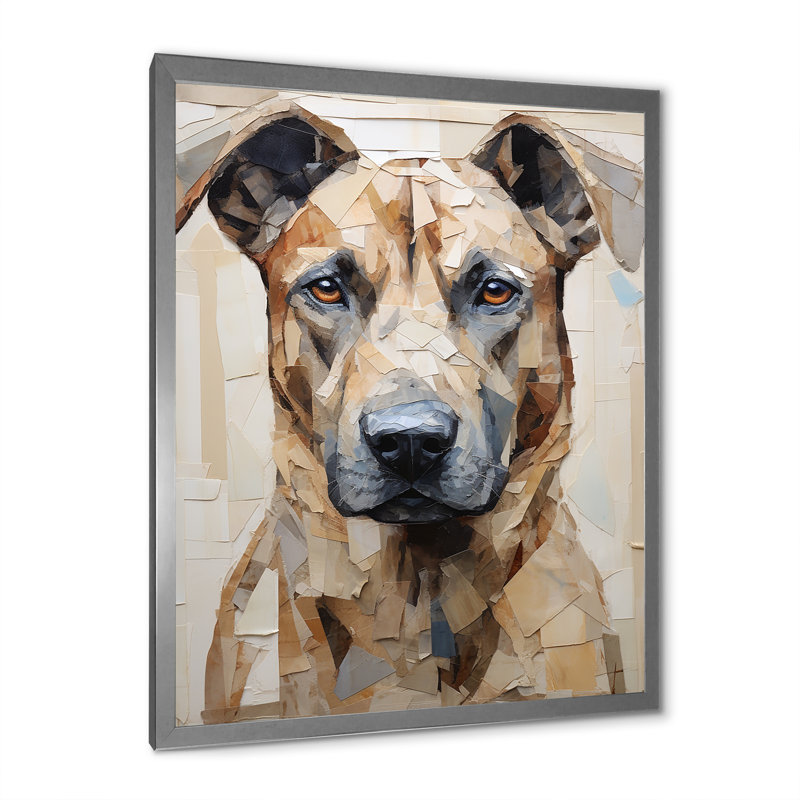 " Belgian Malinois Handsome Portrait ", 40" H x 30" W x 1.5" D, Silver Single Picture Framed